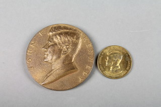 A John F Kennedy commemorative medallions January 20th 1961 3", a 1963 ditto