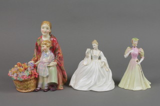 A Royal Doulton figure group - Blossom HN1667 7" and 2 Coalport figures - Samantha and Jacqueline 