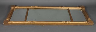 A Regency triple plate over mantel mirror contained in a gilt painted column block decorated frame 29"h x 76"w