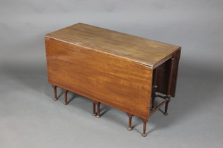 A 19th Century mahogany drop flap gateleg spiders table 24"h x 18" closed x 51" open 