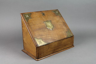A Victorian oak stationery box with hinged lid 9 1/2"h x 12"w x 7"d 