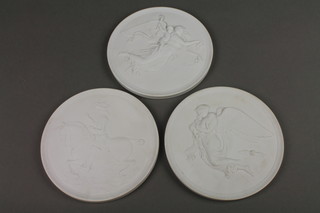 3 Royal Copenhagen bisque plaques of classical figures 5"