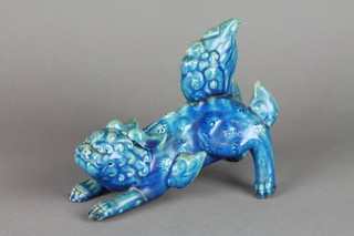 A 19th Century Chinese turquoise glazed porcelain model of a Shi Shi 7.5"