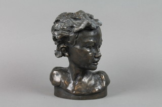 Moll, a limited edition bronzed head and shoulders portrait bust of a child, numbered 136/150 7"h 
