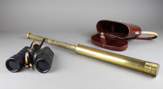 A brass 2 draw telescope together with a pair of Zeiss Binoctem 7x50 binoculars 