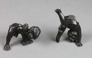 2 bronze figures of playful cherubs 3"