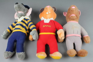 3 1980's Hasbro Roland Rat figures comprising Roland Rat, Kevin The Gerbil and Errol The Hamster, 14"