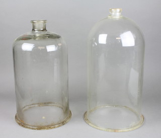 2 glass bell jars 16" 