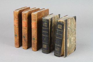 John Dryden "Vertical Works" volumes 1-3, leather bound together with Ann Radcliffe volumes 1 and 2 "The Mysteries of Udolpho" half bound