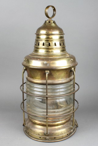 An American circular copper ships lantern by Perko 21"h 