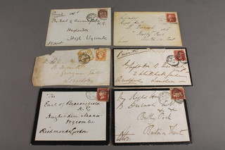 3 Victorian envelopes addressed to the Right Honourable Disraeli one with Brechn frank, one with Shrewsbury and one with Shienal frank, 2 Victorian envelopes addressed to the Earl of Beaconsfield one franked London SW December 14 '80 and one other Sept 6 '79.