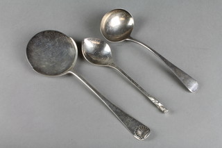A George III silver ladle, London 1804, a silver server and a hammer pattern spoon, 6 ozs 
