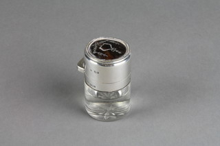 A silver and tortoiseshell pique toilet jar with floral decoration, London 1911, 2.5"