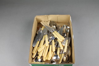 A quantity of silver plated Kings pattern cutlery and a quantity of Edwardian plated dessert eaters