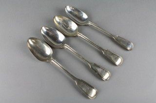 A set of 4 fiddle and thread pattern table spoons, London 1852, 13 ozs 
