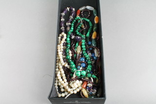 A string of malachite beads and minor hardstone and other bead necklaces