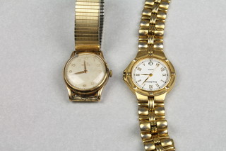 A gentleman's 9ct gold cased Record wristwatch with expanding bracelet and 1 other 