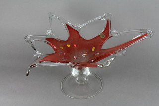 A 1960's Murano glass bowl of free form decoration with millefiori panels 19" 