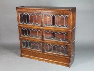 A mahogany 3 section Globe Wernicke style bookcase by Chapter enclosed by lead glazed panelled doors 44"h x 46"w x 12"d 