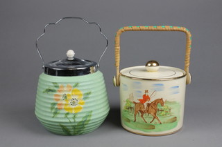 An Art Deco Brentleigh ware biscuit barrel 6" and an Arthur Wood ditto