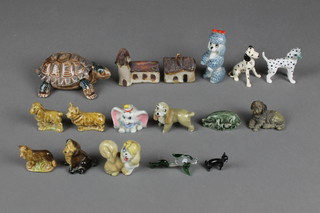 A collection of Wade Whimsies, collectors thimbles and 4 bisque figures