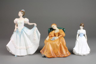 3 Royal Doulton figures - Melody HN4117 5 1/2", Romance HN2430 6" and Lindsay HN36458"