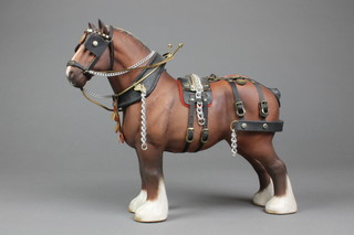 A matt finished Beswick figure of a standing Shire Horse, base marked C H Burnham Beauty 10" 