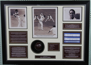 A Sir Garfield Sobers signed cricket ball, framed and with certificate of authenticity 19" x 27" 