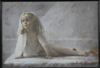 After Henry Spink, 20th Century photograph, an over painted study of a reclining girl, signed 12" x 17" 