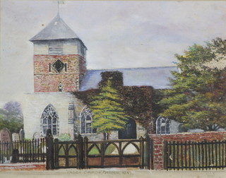 J L C 1917, pastel, a view of the Parish Church, Marden Kent, signed 8" x 9 1/2" 