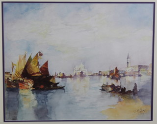 20th Century watercolour, a study of the Grand Canal, indistinctly signed 19" x 23" 