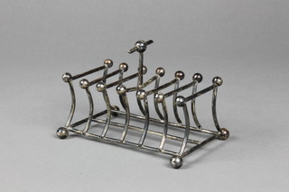 A Victorian silver 7 bar toast rack with ball terminals, London 1883, maker Richard Martin and Ebenezer Hall, approx 4.5 ozs 