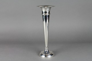 A tapered silver spill vase with weighted base Birmingham 1923, 11" 