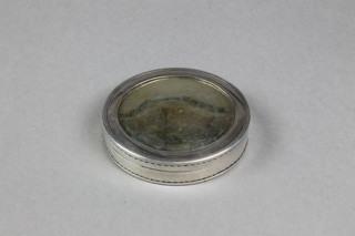 A 19th Century Continental silver circular table snuff box with gilt interior 3.5"
