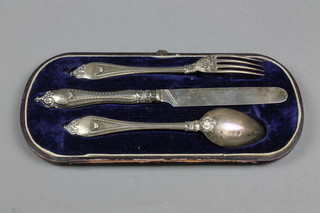 A Victorian silver 3 piece christening set, Sheffield 1859