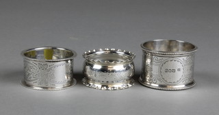 3 silver napkin rings, approx 3 ozs
