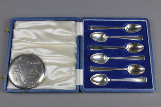 A cased set of 6 teaspoons, a Continental gem set compact with a map of India