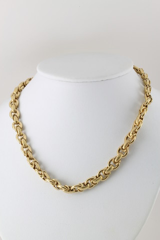 An 18ct yellow gold fancy link necklace 37.5 grams 
