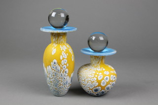 2 modern Murano style polychrome baluster vases 4" and 7" 