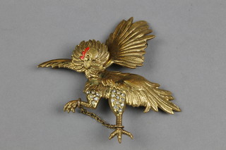 A Continental gilt gem set bird brooch