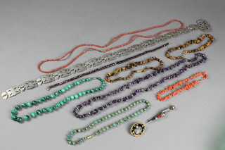 A coral necklace, minor hardstone and other necklaces