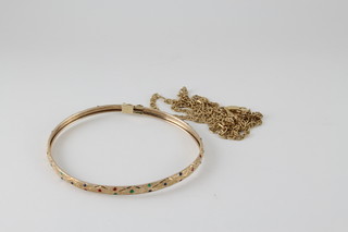 A 14ct gold necklace and a 10ct gold bangle, approximately 8 grams