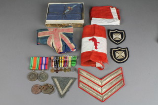 2 boxed RAF handkerchiefs and minor badges, medals etc