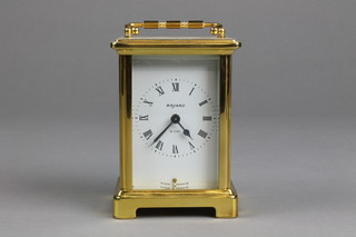Bayard, 20th Century French 8 day carriage clock with enamelled dial and Roman numerals