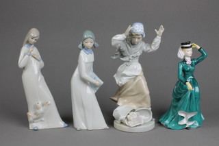 A Staffordshire figure - Lavinia 9", 3 Spanish figures of ladies