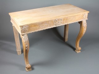A Georgian style limed oak console table on cabriole supports 33"h x 48"w x 24"d 
