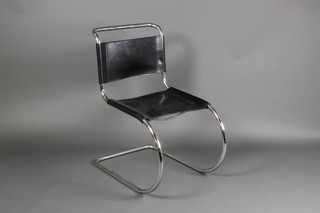 A "designer" chrome cantilever chair with leather seat and back
