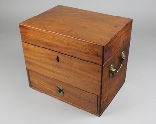 A rectangular Georgian mahogany apothecary's cabinet, the base fitted a drawer with brass drop handles 10"h x 12"w x 8 1/2"d (no contents)