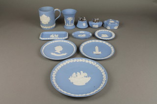 A collection of modern Wedgwood blue Jasperware china