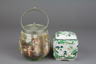 A McIntyre Burslem Cries of London biscuit barrel 7" and an Ironstone potpourri 